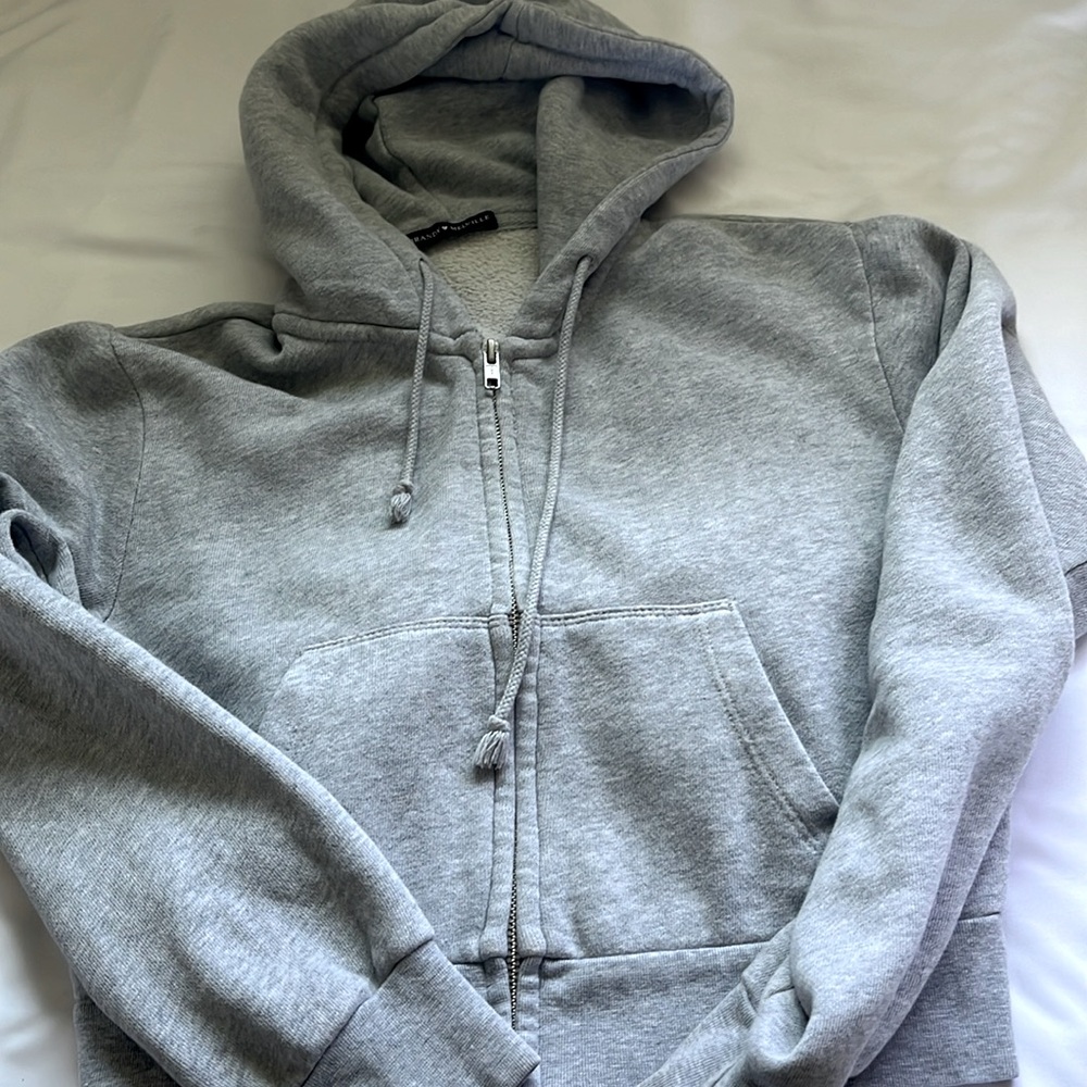 Grey cropped brandy Melville zip up